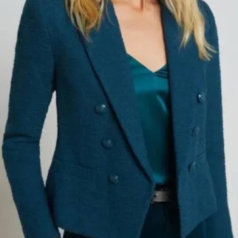 L’Agence Brooke Double-Breasted Blazer in Teal Size 10